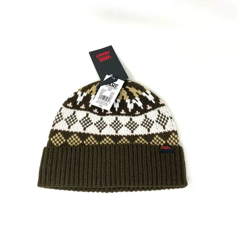 Vans MN VANS Jucti Brown Ornament Beanie Skateboarding Hat Women Men VN0A5KIR3N1